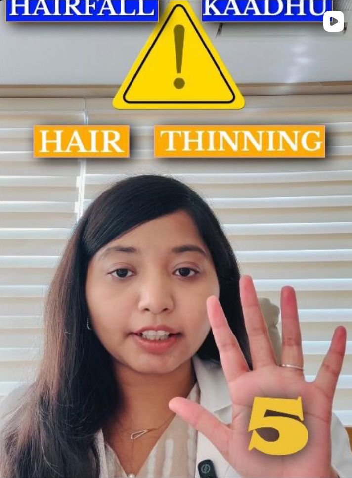 Instagram reel thumbnail: hair thinning explained by Dr. Sindhura